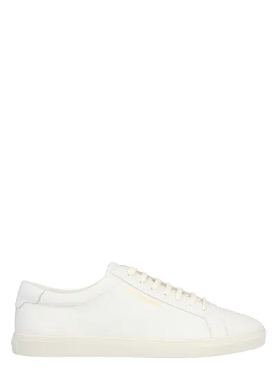 Saint Laurent Andy Leather Sneakers In White