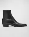 Saint Laurent Augustin Zip Detailed Ankle Boots In Black