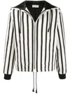 Saint Laurent Vertical Stripe Zipped Jacket In Noircraie