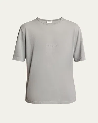 Saint Laurent Men's Basic Logo T-shirt In Fog