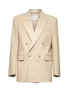 Saint Laurent Men Beige Light Wool Tuxedo Blazer In Neutral