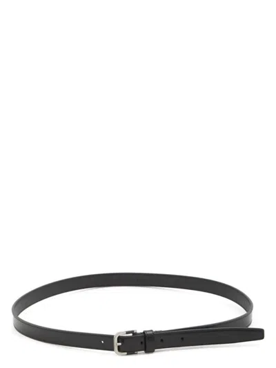 Saint Laurent Leather Belt Resin Buckle Detail In Black
