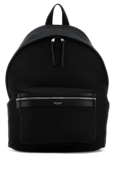 Saint Laurent Men Black Canvas City Backpack