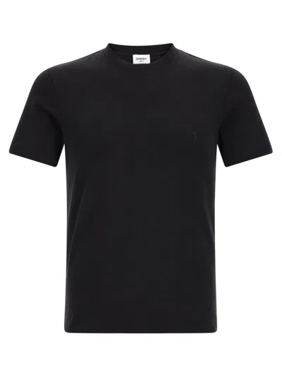 Saint Laurent Men Black Crew Neck T-shirt