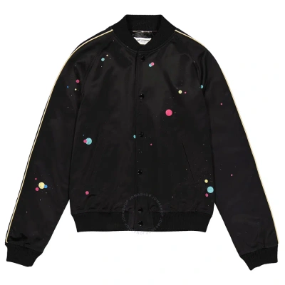 Saint Laurent Men's Black Galaxy Logo-printed Bomber Jacket