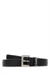 Saint Laurent Men Black Leather Belt In Black
