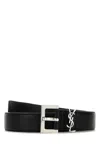Saint Laurent Men Black Leather Belt In Black