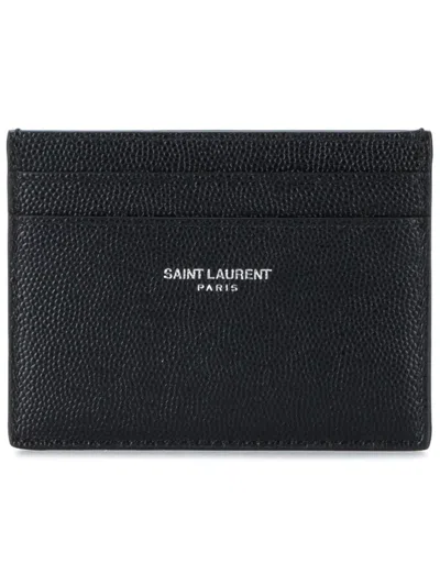 Saint Laurent Luxurious Logo Print Card Holder For Stylish Men In Black