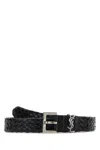 Saint Laurent Men Black Leather Cassandre Belt In Black