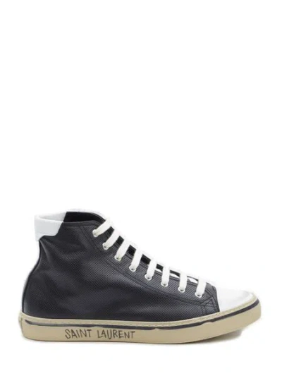 Saint Laurent Men's Black Leather Lace-up Sneakers For Fall/winter 2023