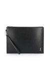 Saint Laurent Mini Leather Monogram Clutch Handbag In Black