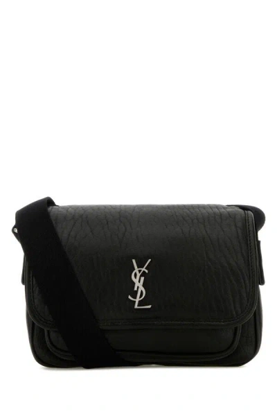 Saint Laurent Men Black Leather Small Messenger Crossbody Bag