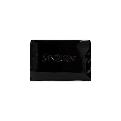 Saint Laurent Men's Black Polyurethane Pouch Clutch Bag For Ss24