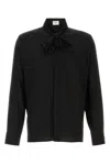 Saint Laurent Camicia In Seta Nera Uomo In Black