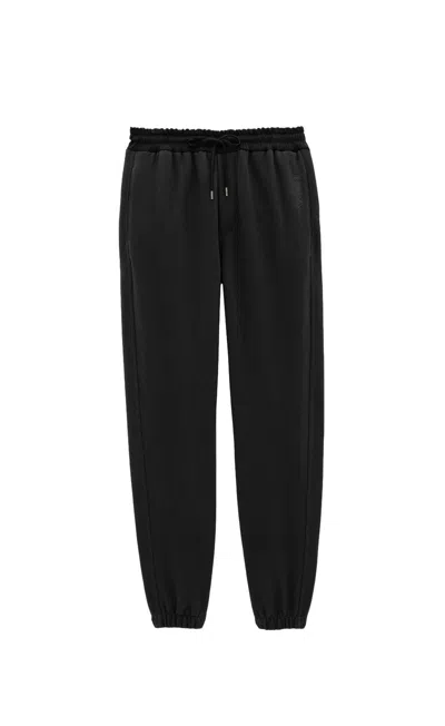 Saint Laurent Men's Black Track Pants With Elastic Waistband And Embroidered Design