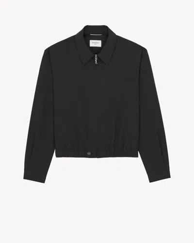 Saint Laurent Cotton Zip-up Jacket In Black