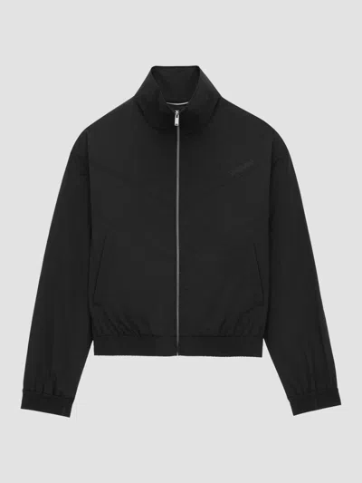 Saint Laurent Men's Blouson Jacket In Crinkled Nylon In Black