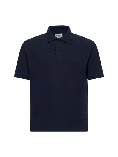 SAINT LAURENT SAINT LAURENT MEN BLUE PIQUÉ CASSANDRE POLO SHIRT