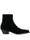 Saint Laurent Streamlined Almond Toe Block Heel Ankle Boots In Ne 1000