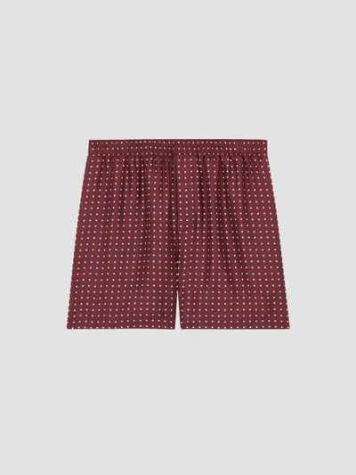 Saint Laurent Men's Boxers In Dotted Silk In Brown