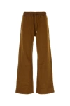Saint Laurent Cotton Joggers With Back Pockets And Elastic Waistband In Brown