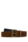 Saint Laurent Men Brown Nubuck Belt In Brown