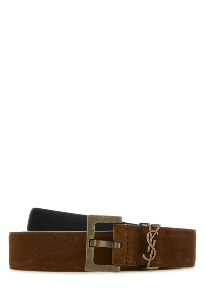 Saint Laurent Men Brown Nubuck Belt