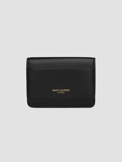 Saint Laurent Men's Business Card Case In Smooth Leather In Black
