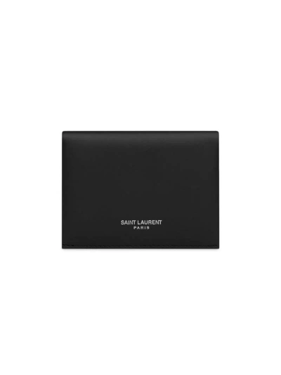 Saint Laurent Men's Business Card Case In Smooth Leather In Black