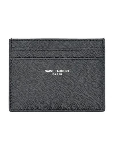 Saint Laurent Men's Calfskin Leather Wallet In Nero