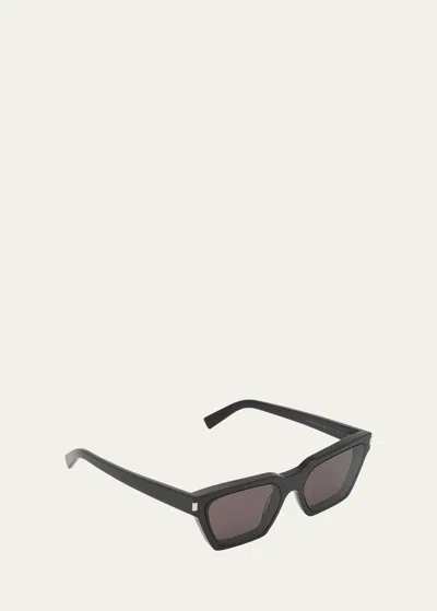 Saint Laurent Men's Calista Nylon And Acetate Cat-eye Sunglasses In Black