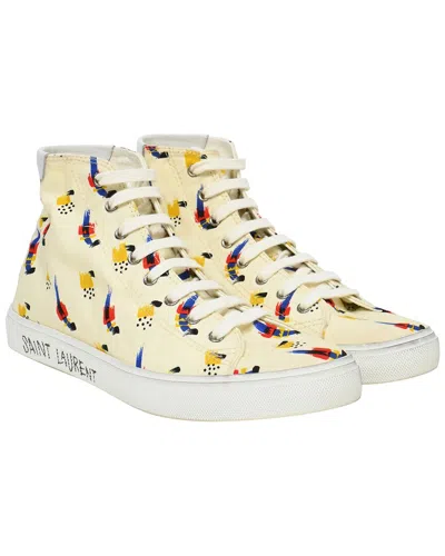 Pre-owned Saint Laurent Men's Canvas Malibu Mid Top Sneaker (authentic Pre-loved)