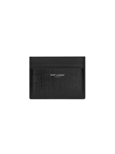 Saint Laurent Men's Card Case In Saffiano Leather In Black