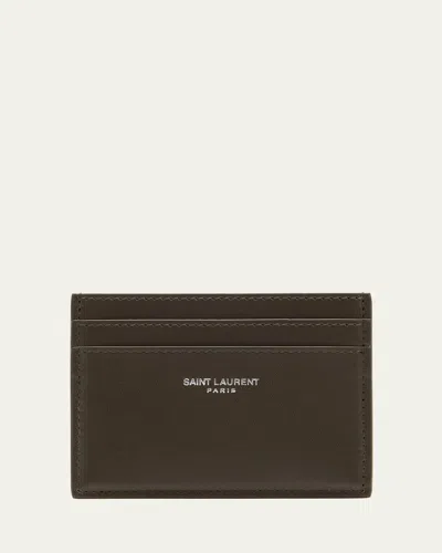 Saint Laurent Men's Card Case In Smooth Leather In Light Musk