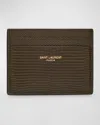 Saint Laurent Men's Card Holder In Lizard-effect Leather In Poisongrn