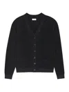 SAINT LAURENT MEN'S CARDIGAN IN LUREX RIBBED WOOL AND CASHMERE