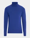 Saint Laurent Men's Cashmere And Wool Slim Turtleneck Sweater In Blue