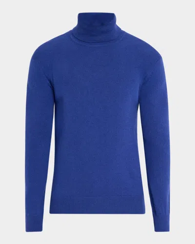 Saint Laurent Men's Cashmere And Wool Slim Turtleneck Sweater In Blue