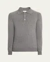 Saint Laurent Men's Cashmere Knit Polo Sweater In Gray