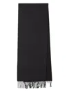 Saint Laurent Embroidered Logo Rectangular Scarf In Cashemre Jacquard Accessories In Black