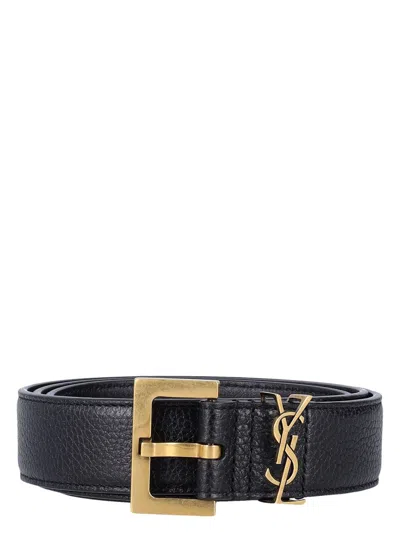 Saint Laurent Men's Cassandra Belt In Black