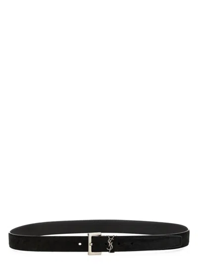 Saint Laurent Men's Cassandras Belt In Black