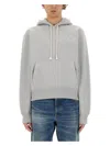 Saint Laurent Cassandre-embroidered Cotton Hoodie In Gray