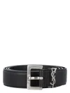 Saint Laurent Cassandre Leather Belt In Black