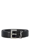 Saint Laurent Men's Cassandre Belt In Black
