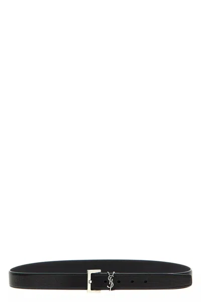 Saint Laurent Black Logo Buckle Belt