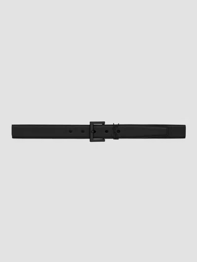 Saint Laurent Men's Cassandre Belt In Smooth Leather In Black
