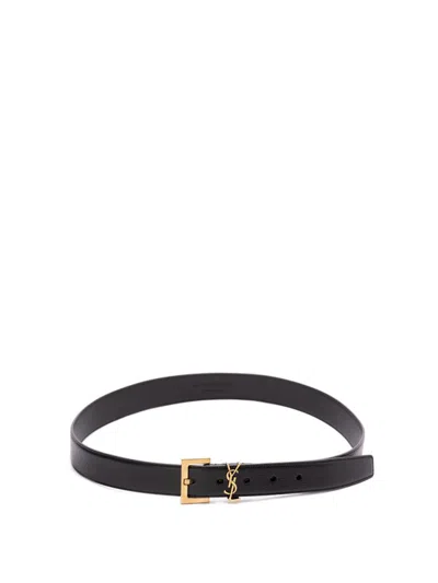 Saint Laurent Men `cassandre` Belt With Square Buckle