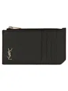 Saint Laurent Men Cassandre Fragments Card Holder In Black