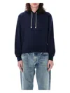 Saint Laurent Navy Blue Marine Cotton Hoodie In Marine